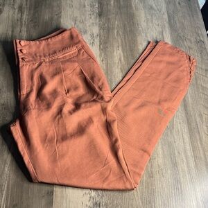 Casual Trend Rust Pleated With Bottom Detail Trousers